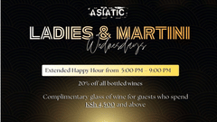 Promotional creative for Ladies and Maritini featuring the timings from 5pm to 9pm, other exclusive inclusions, and offers.
