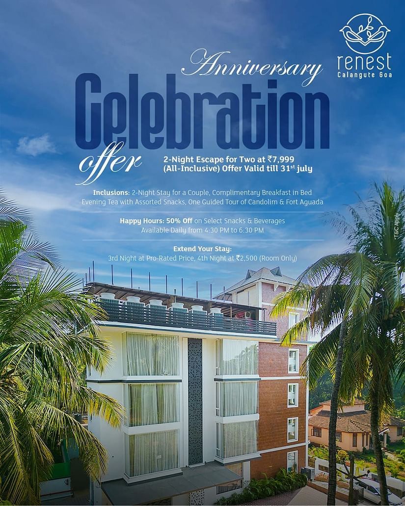 Anniversary Celebration Offer at Renest Calangute, Goa.