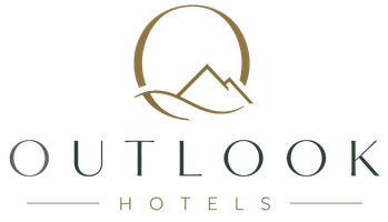Logo of Outlook Hotels featuring a sketch of a mountain and the name of the brand written below it.