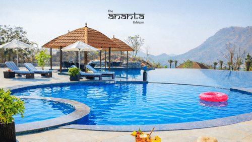 A promotional creative for summer package at The Ananta Udaipur, with details including the prices, duration, and validity.