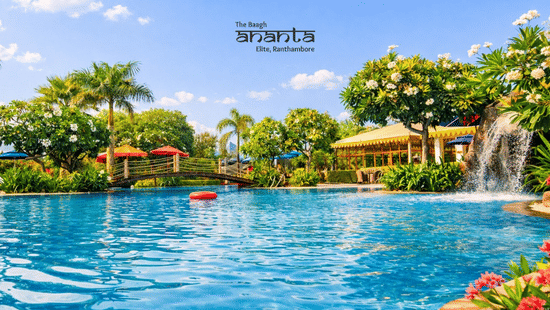 A creative for Ananta Baagh a Refreshing Summer Retreat package with prices, dates, and amenities.