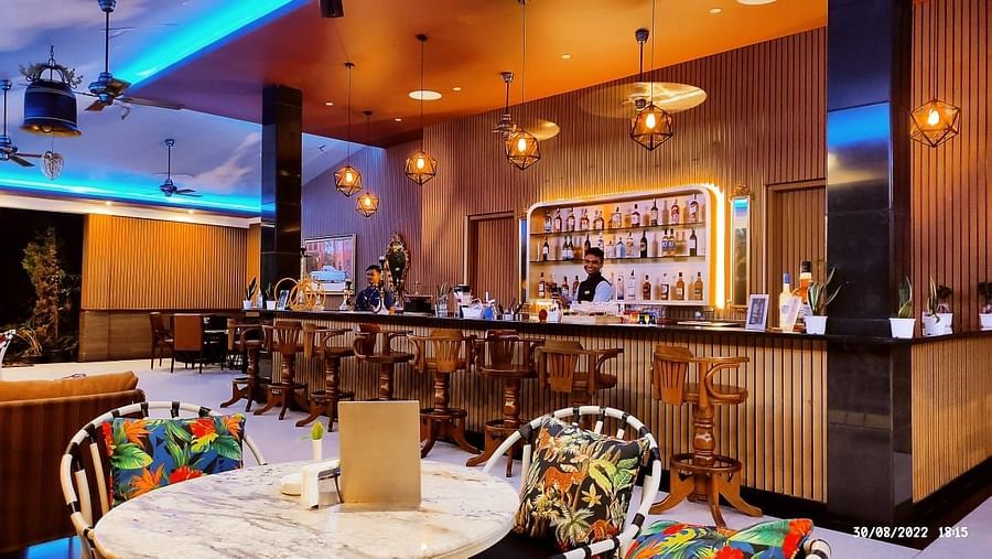 indoor dining seating space at the bar - Mayfair On Sea, Morjim, Goa 