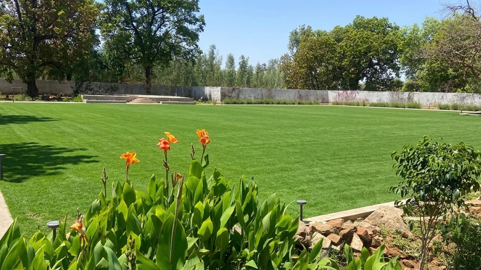 The lawn set up for an event at Signum Resort, Bandhavgarh