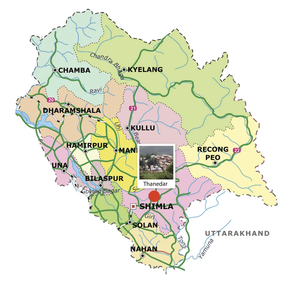 Map of Himachal Pradesh.