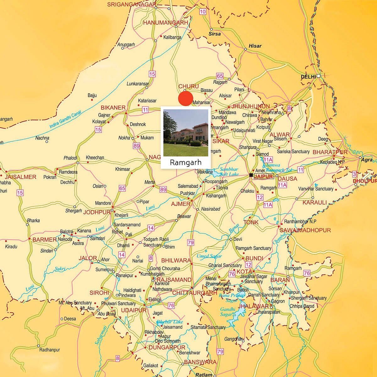 Map of Rajasthan.