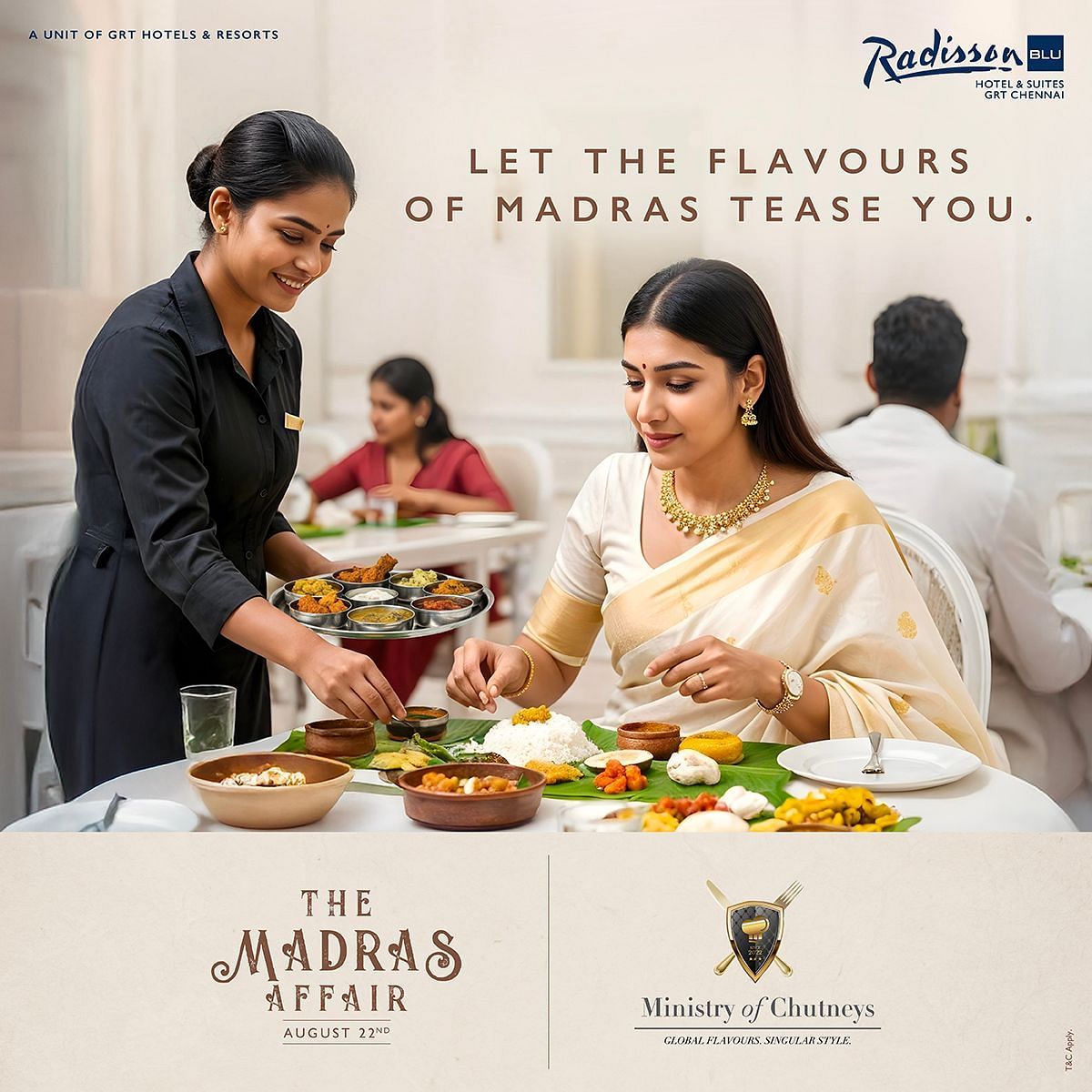 Traditional South Indian family dining experience at Radisson Blu, showcasing The Madras Affair food festival.