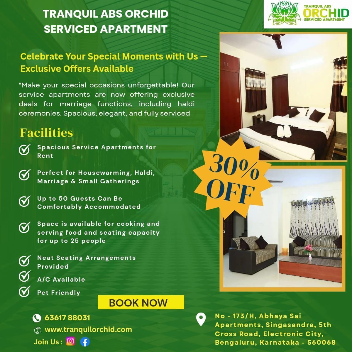 Tranquil ABS Orchid Serviced Apartments, Bengaluru - Luxury, Comfort & Convenience