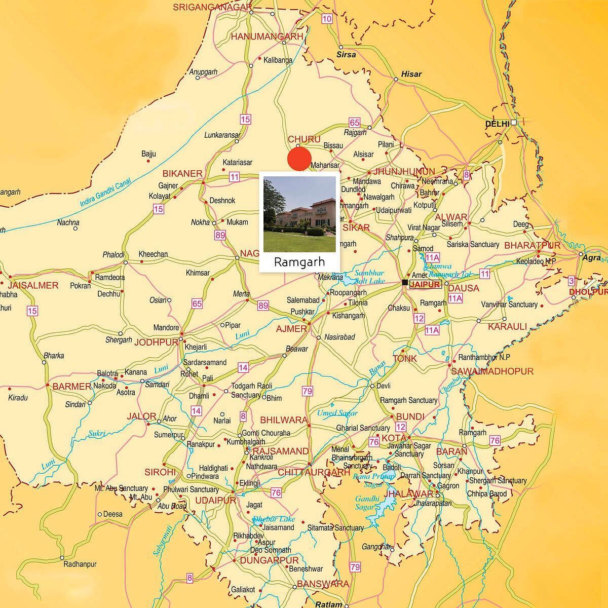 Map of Rajasthan.