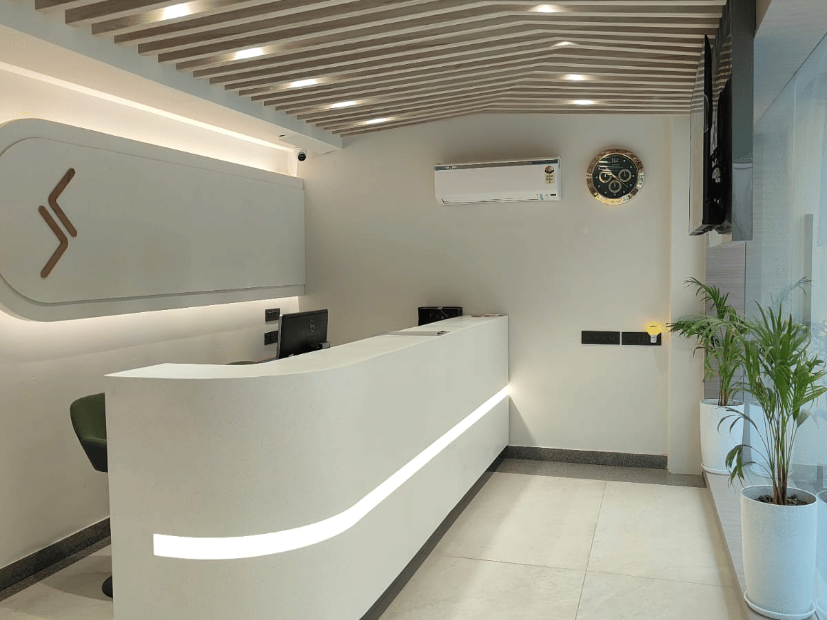 The reception desk at Signum Tathastu Boutique Hotel, Haridwar