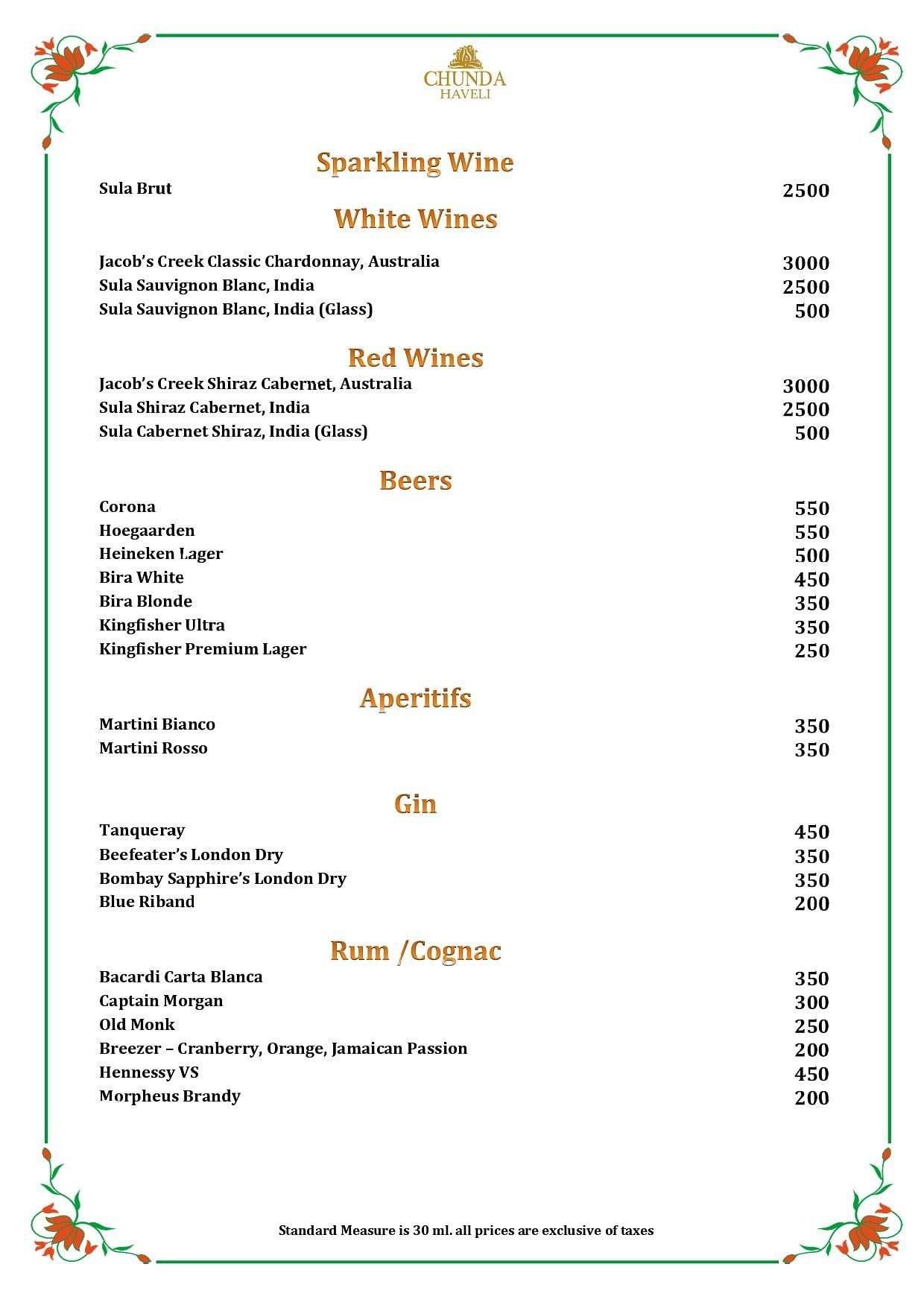 Chunda Haveli Udaipur HAVELI BAR MENU FINAL UPDATED 11.09.2024