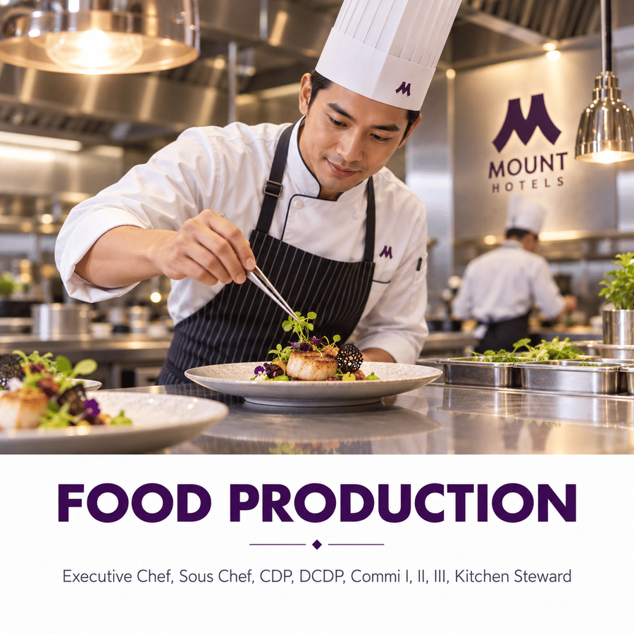 Food Production and Chef careers at Mount Hotels