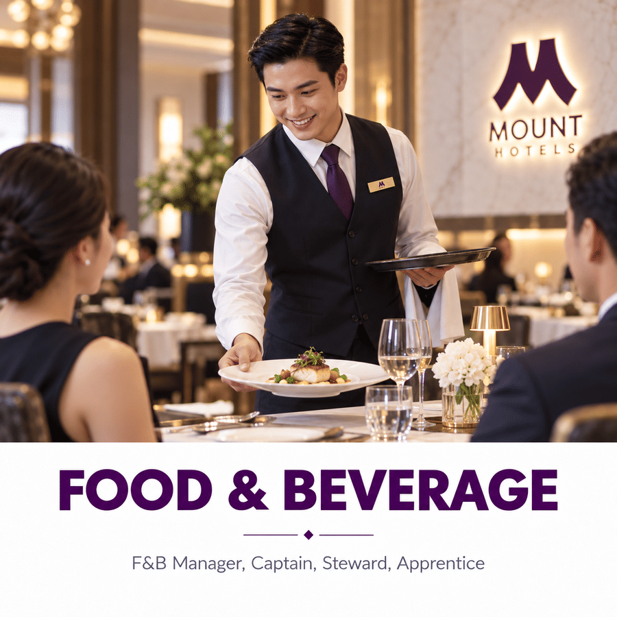 Food and Beverage careers at Mount Hotels