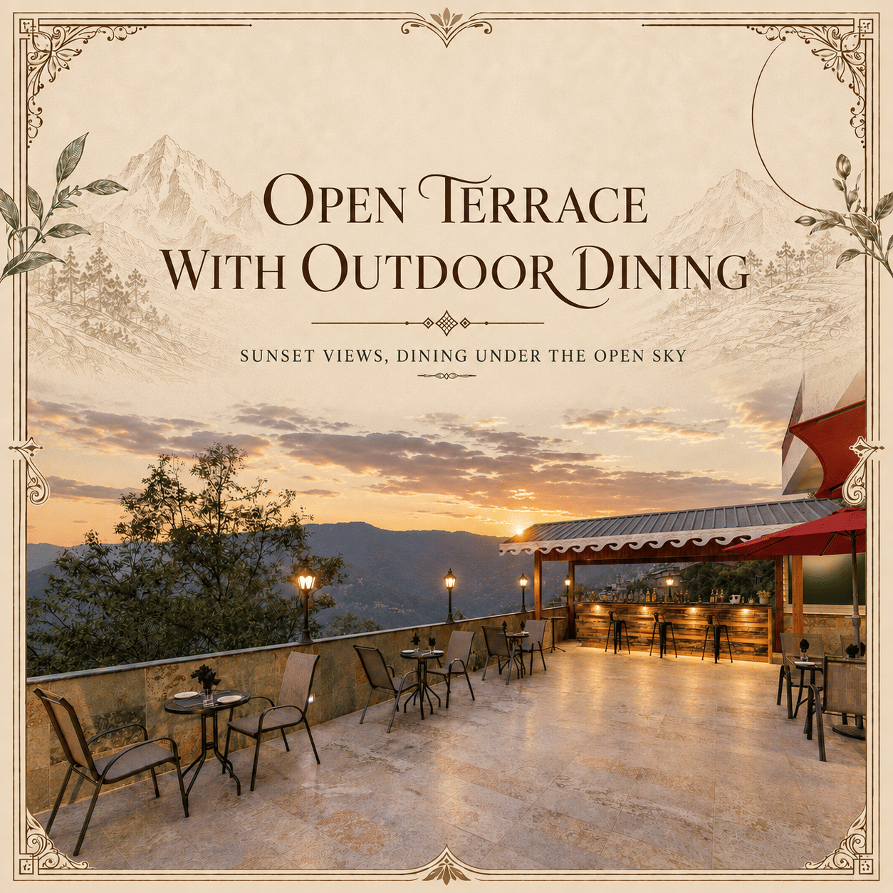 Open terrace with outdoor dining