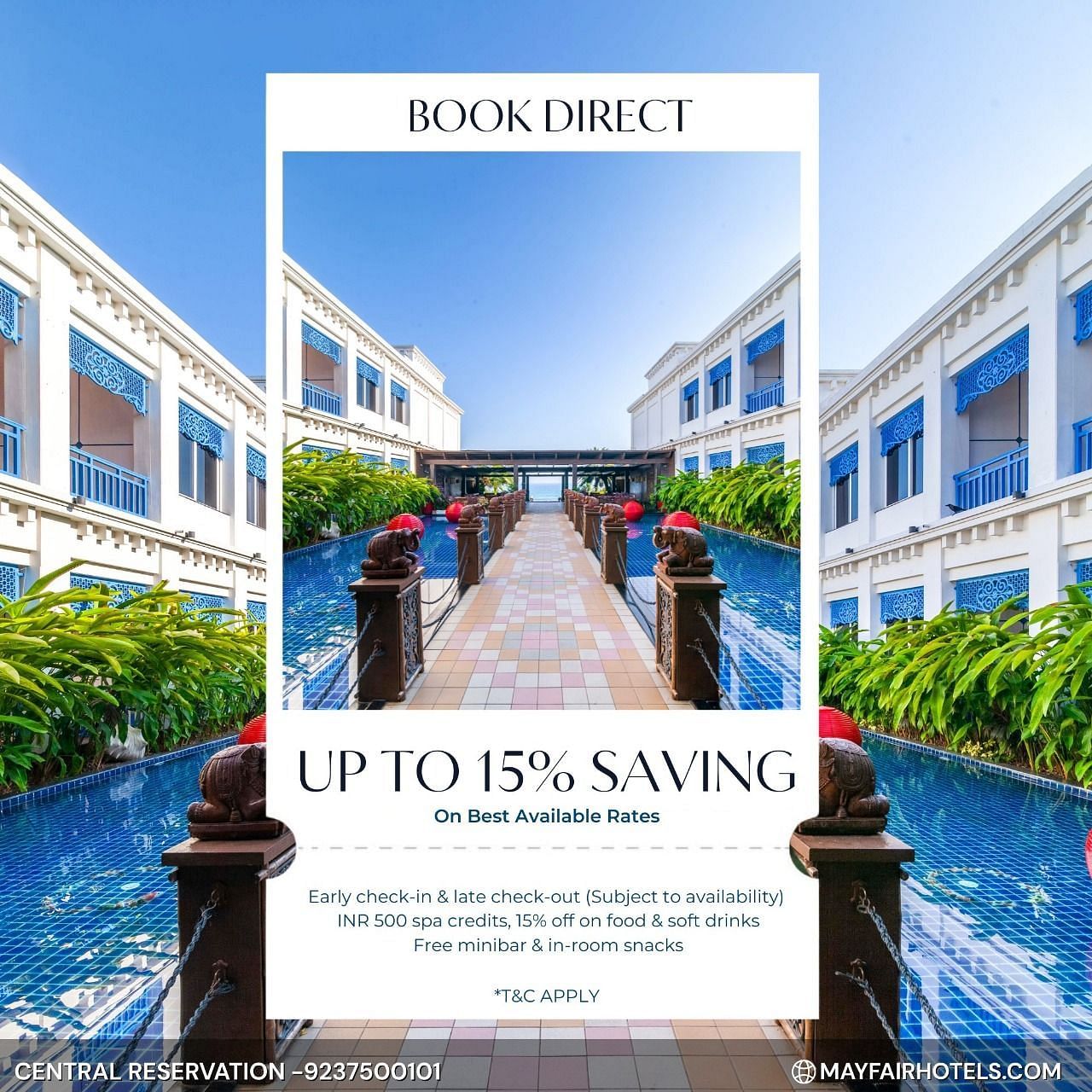 Book direct at MAYFAIR Lagoon Bhubaneswar and enjoy up to 15% savings on luxury stays with exclusive benefits and guaranteed best rates.