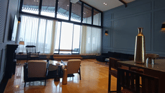 Dining and kitchen area with high ceilings and natural light - Polo Cherrapunjee Resort