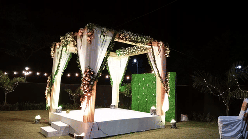 a wedding mandap at our outdoor lawn in Agartala
