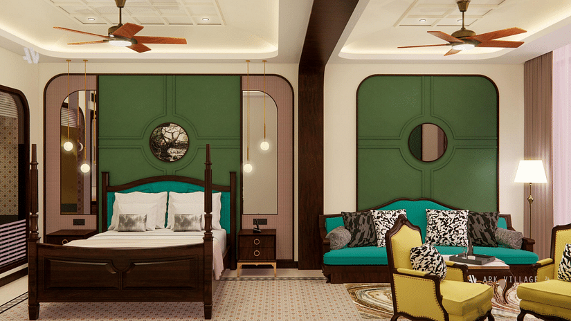 Inside image of the Seven Sister Fall View Room with Plunge Pool at Polo Orchid Resort, Cherrapunji