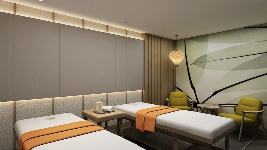 Beds inside the spa of Cloud 9 Sarovar Premiere, Goa