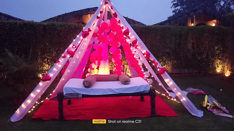 A tent shape decoration at themis mudhouse 