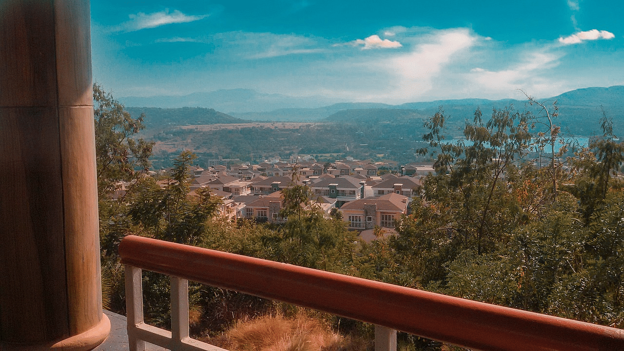 image of a terrace with city view