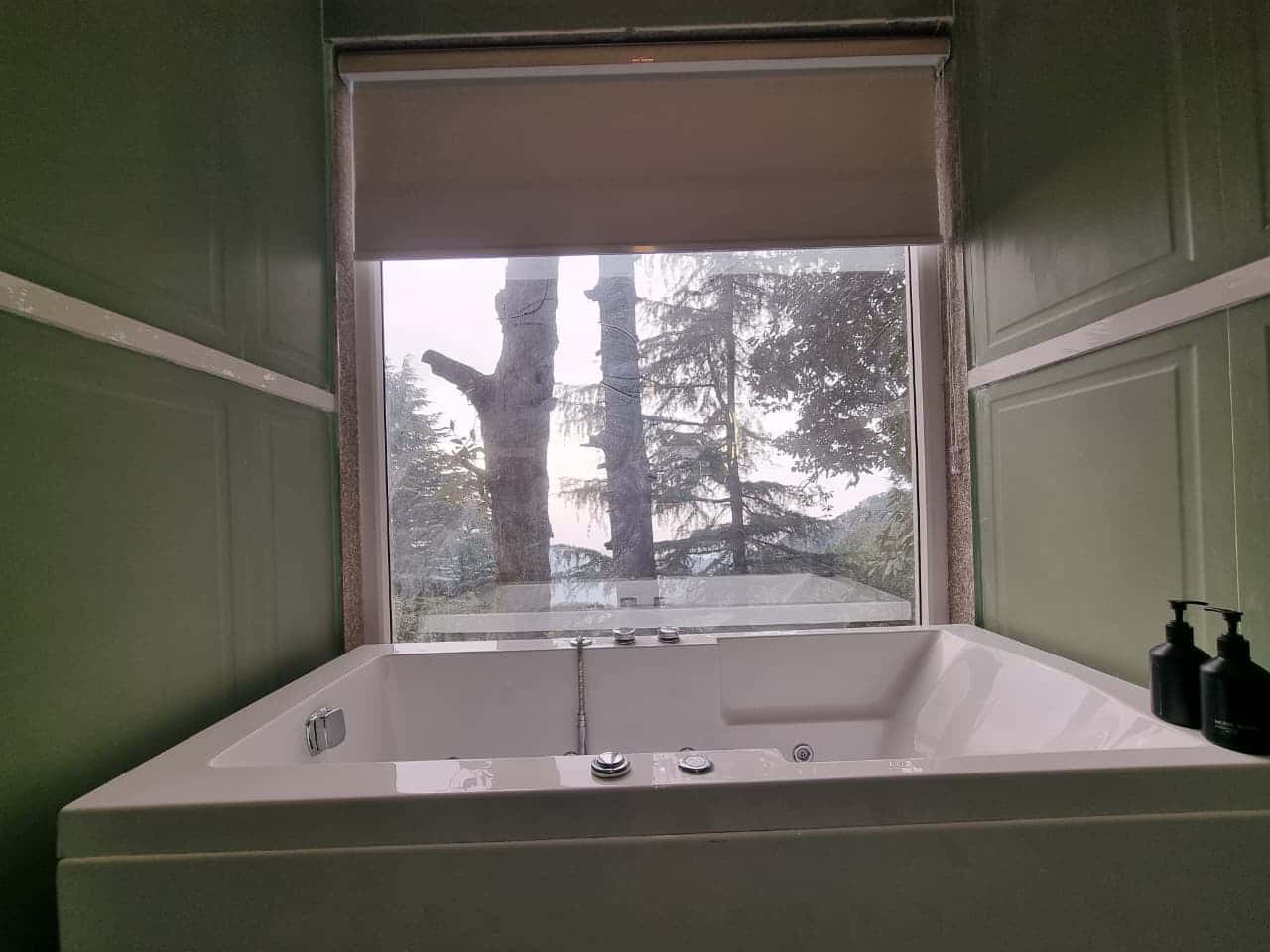 Premium Room with Jacuzzi at Akasa Dalhousie, in-room jacuzzi with valley views