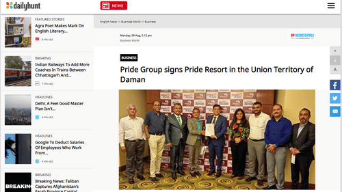 Pride-Group-signs-Pride-Resort-in-the-Union-Territory-of-Daman-Business-World-DailyHunt