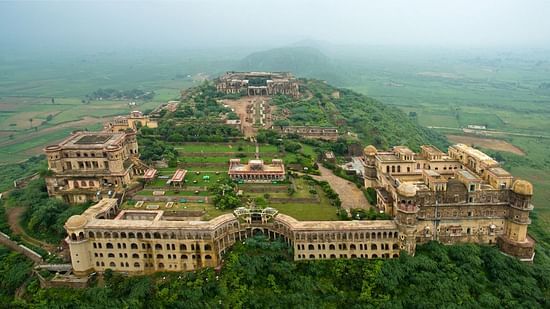 An aerial view of the Tijara Fort-Palace
