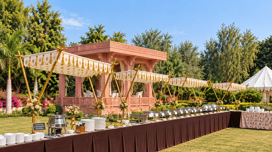 Elegant Garden Buffet Under Marquee-Canopy