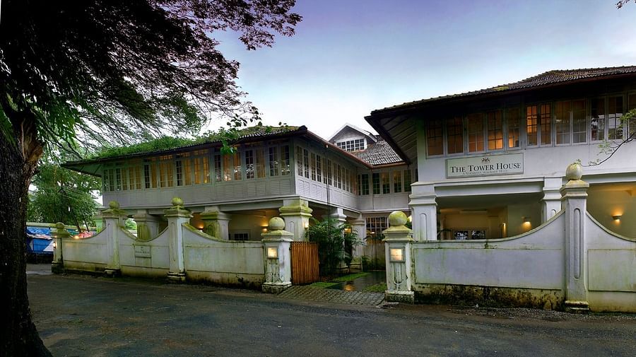 The Tower House - The central entrance that leads to the twin buildings of the Tower House