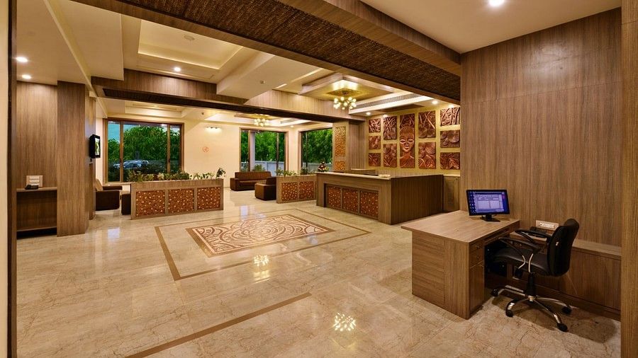 Reception area at our hotel near Sasan Gir  Gir National Park Hotels  Sarovar Portico Sasan Gir