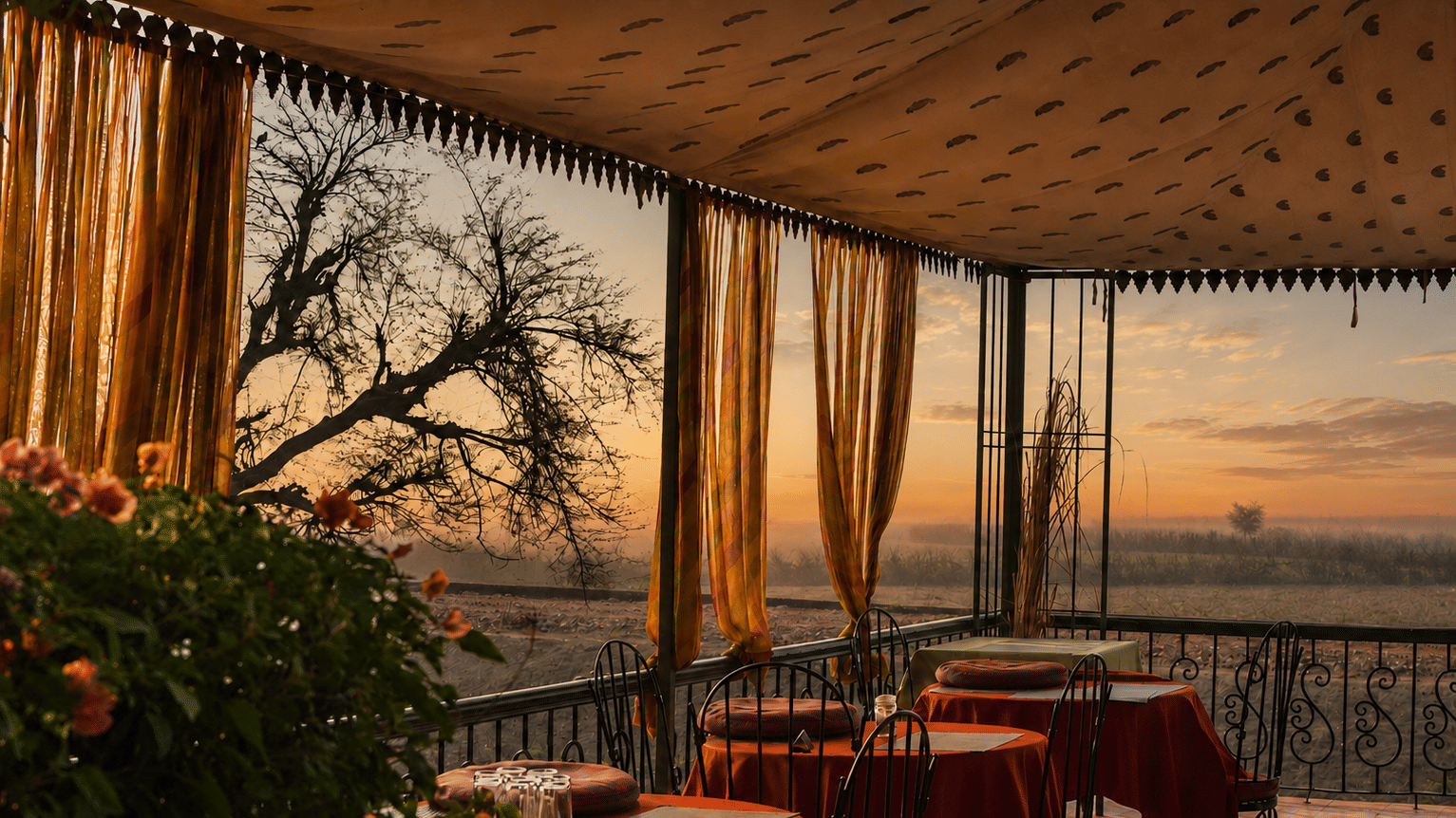 Upper Deck Terrace Dining by the Wetlands-Umaid Palace Dausa-Resort Near Jaipur