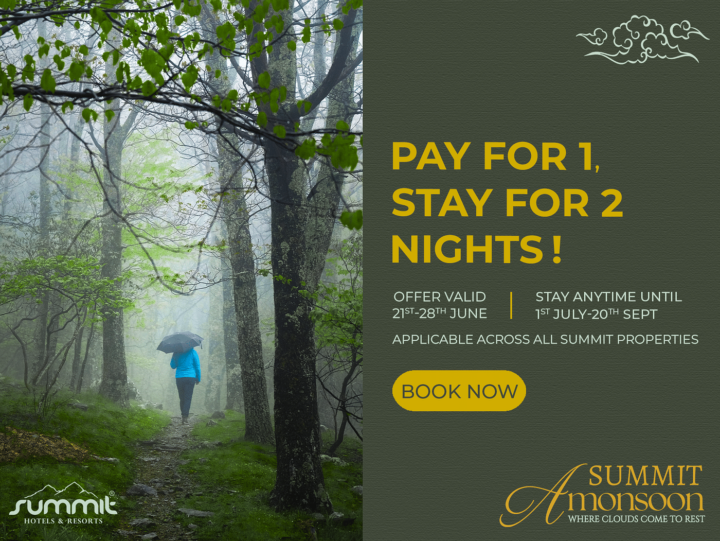 Pay for 1 Stay for 2 nights