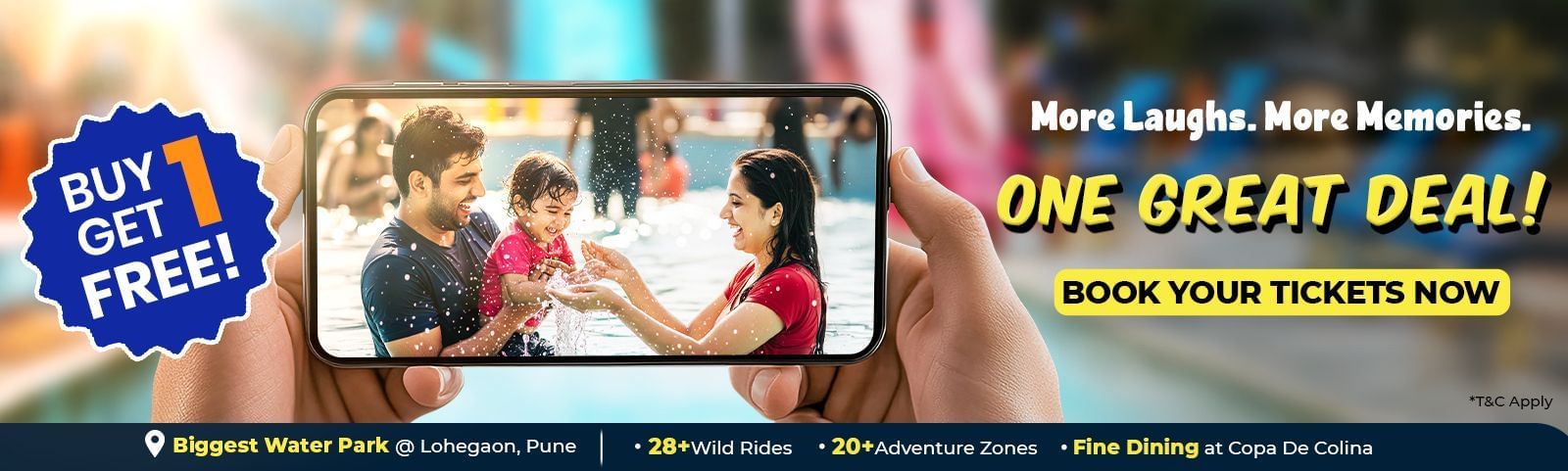 Families splash and play on vibrant water slides at Diamond Waterpark, enjoying a fun-filled day under the sun with the Buy 1 Get 1 Free offer