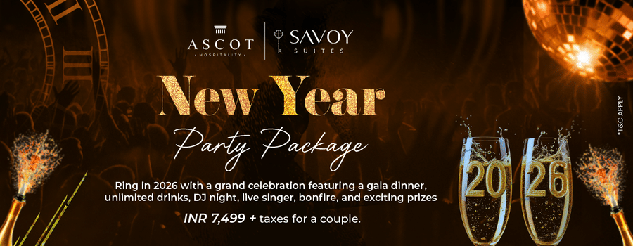 New Year party at Savoy Suites offering gala dinner, unlimited drinks, live singer, DJ nights, etc. starting at just INR 7,499.