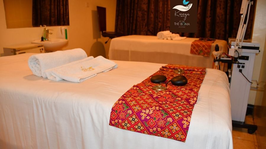 Spa bed with towels at The Boma Nairobi.