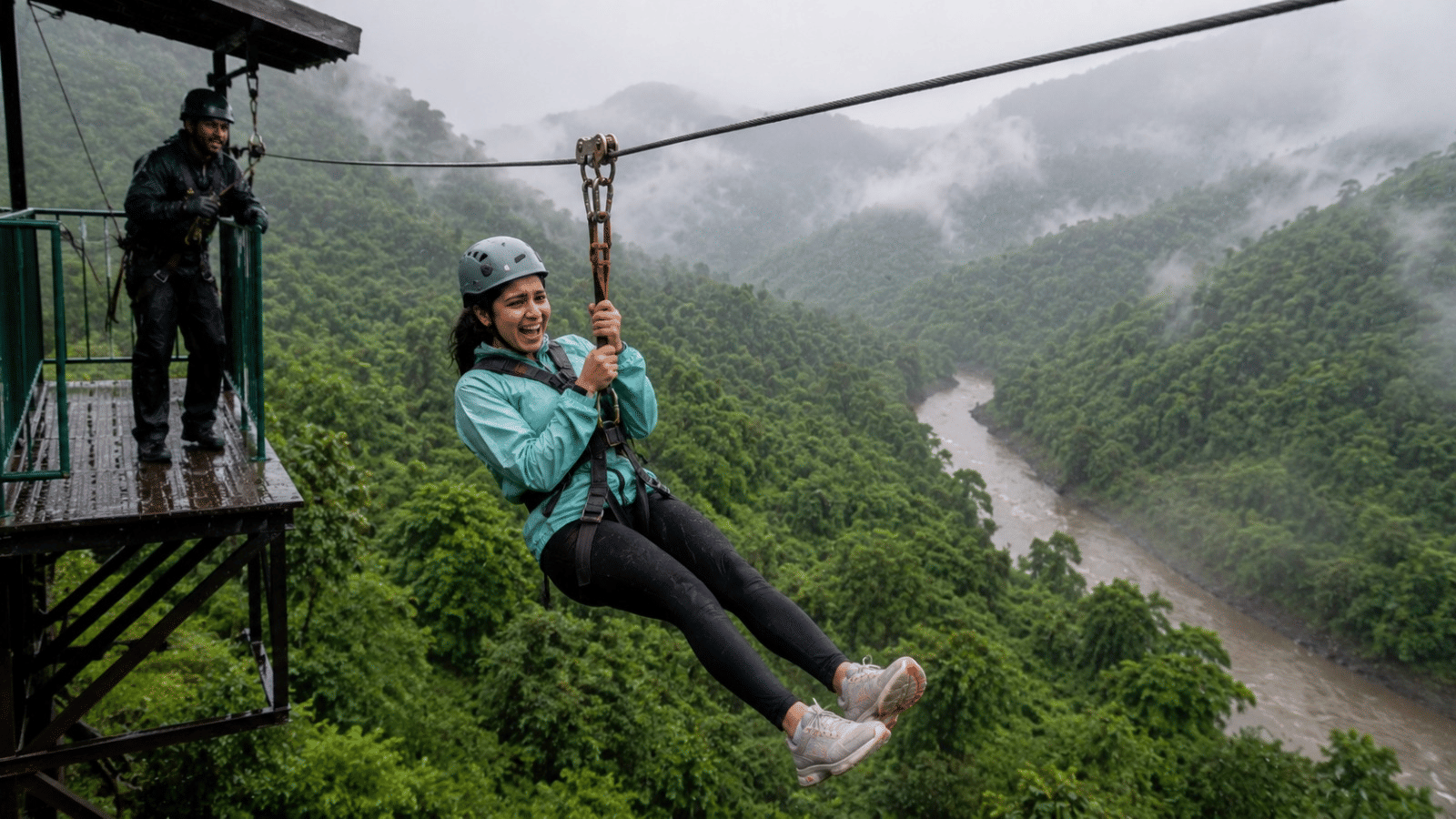Beginner ziplining monsoon Kundalika Kolad Nature Trails adventure guide