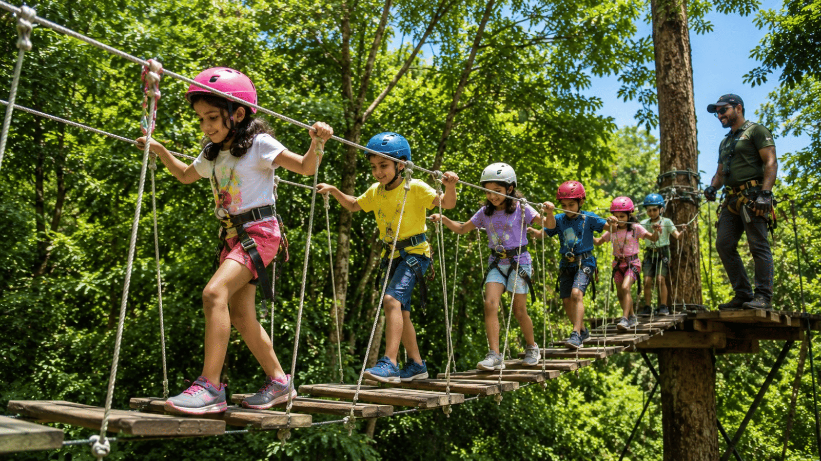 Children outdoor adventure activities at Nature Trails Sajan summer camp