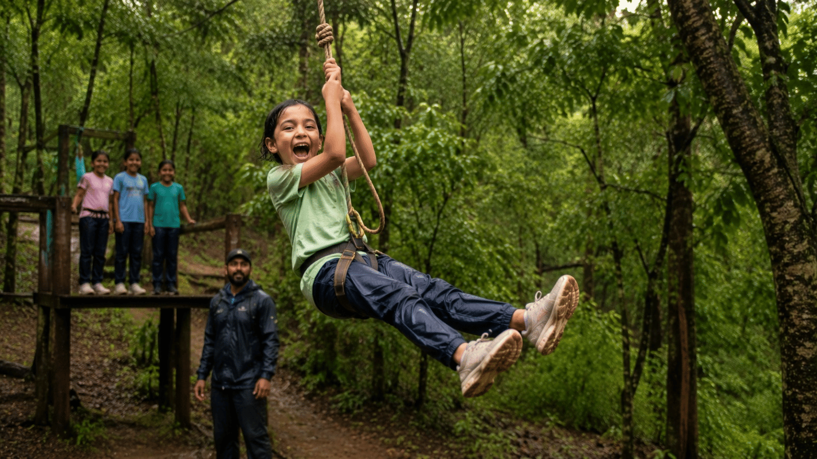Kids adventure activities Sajan Nature Club Vikramgad forest weekend