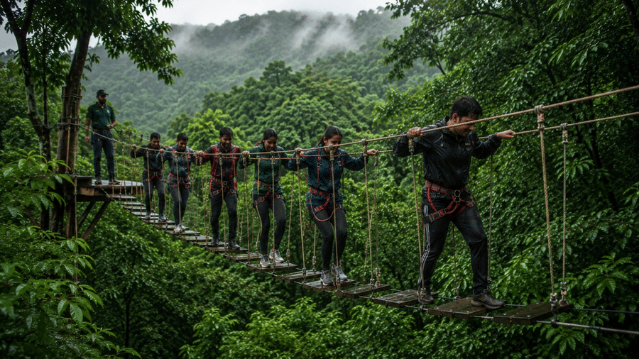 Corporate monsoon offsite near Mumbai Nature Trails Durshet team outing