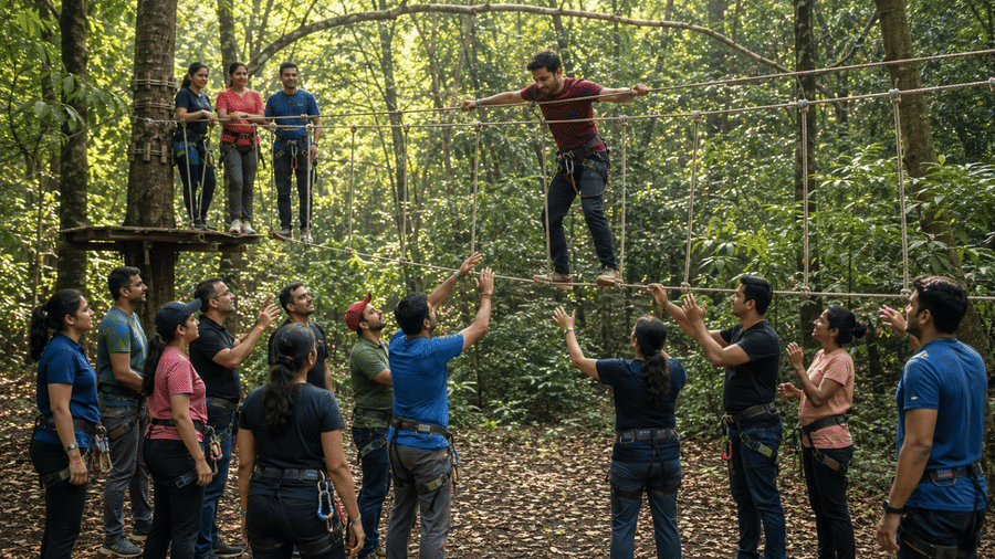 Corporate offsite near Mumbai outdoor team bonding Nature Trails Durshet Khopoli