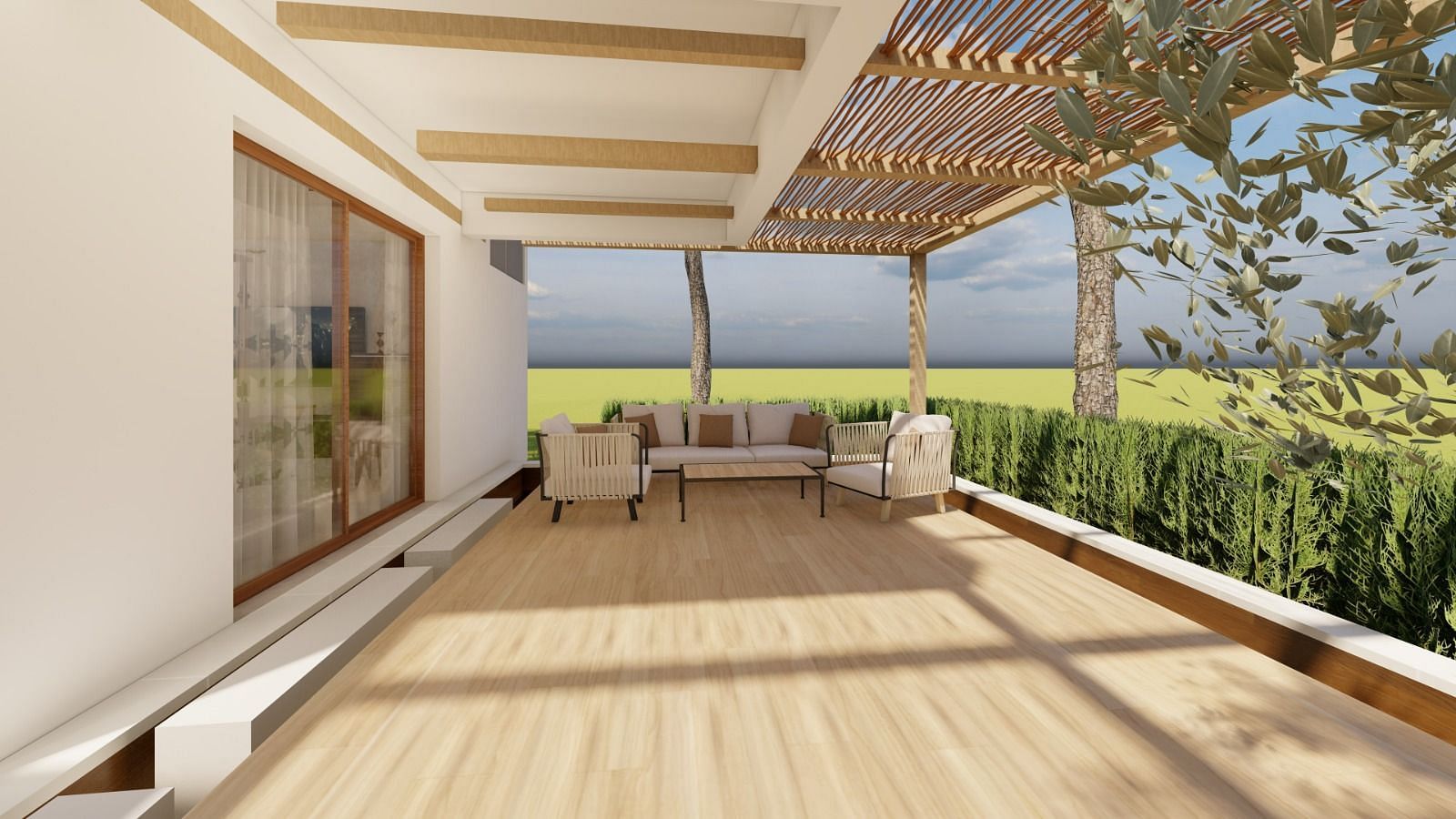 Sit out area of the Trishvam Private Pool Rooms, at Trishvam Symphony, Krishnagiri