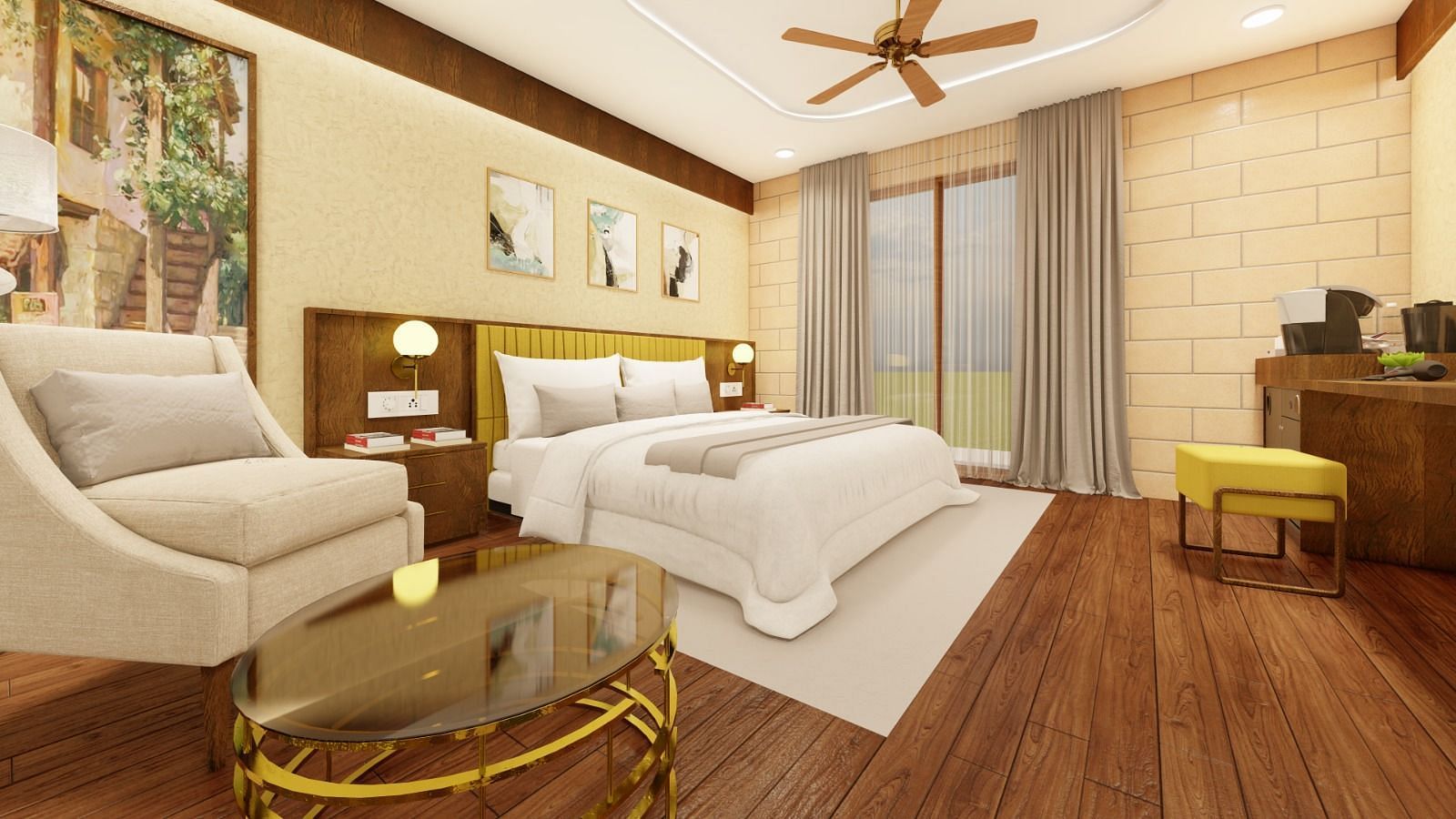 Plush Interiors and beddings of the Trishvam Private Pool Rooms at Trishvam Symphony, Krishnagiri
