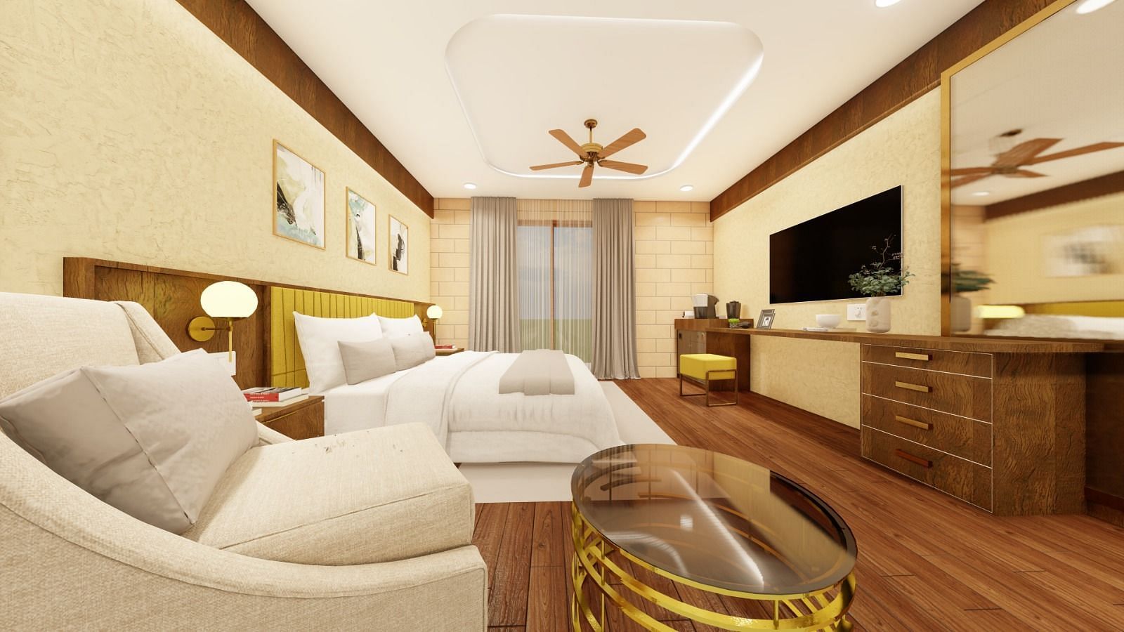 Plush Interiors and beddings of the Trishvam Private Pool Rooms at Trishvam Symphony, Krishnagiri