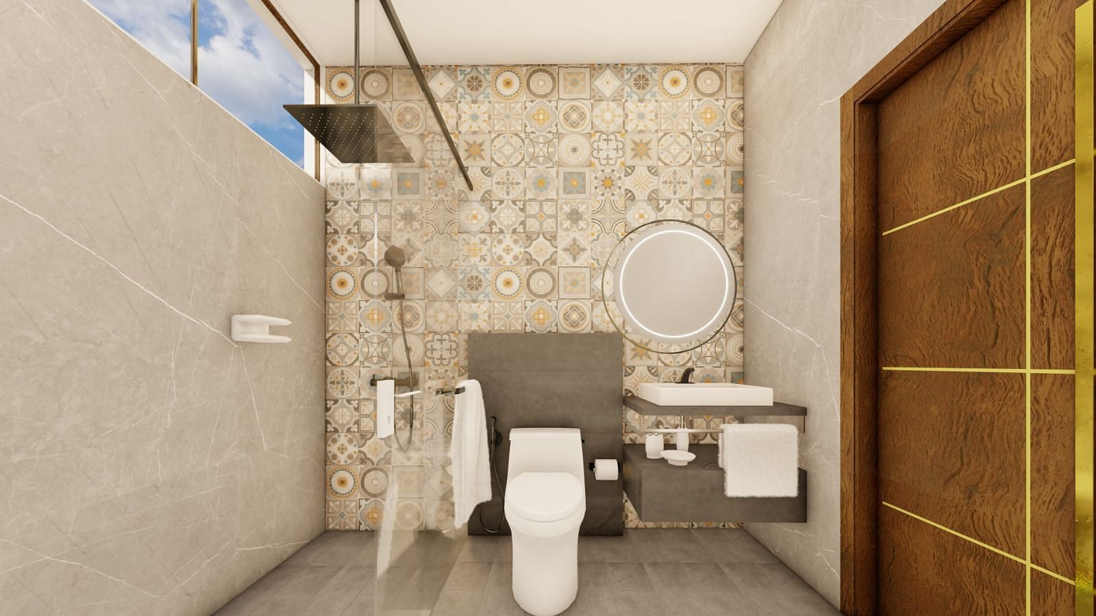 Interior view of the Washroom at Trishvam Symphony, Krishnagiri