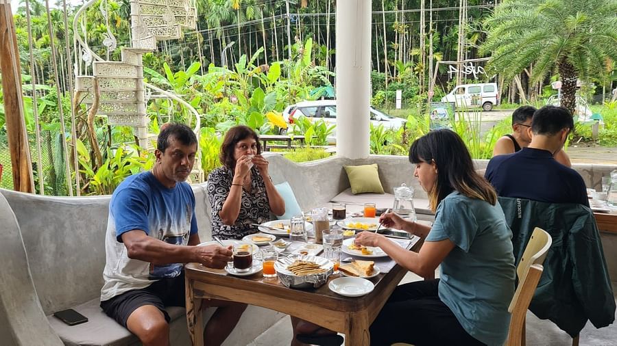 outdoor lunch scenes amidst nature.