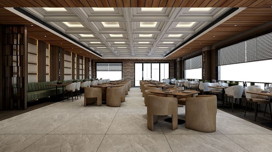 Full view image of the restaurant with modern interiors - Namaste Corbett