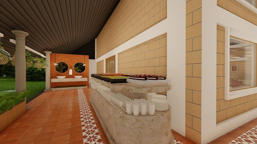 View of the Buffet Section of the Restaurant at Trishvam Symphony, Krishnagiri