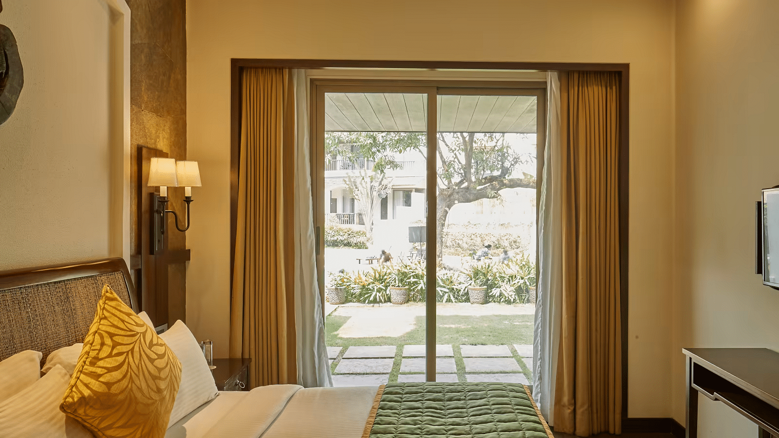 an image of a bedroom with a view - Rhythm Lonavala
