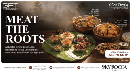 Meat the Roots dining experience at GReaT trails Yercaud By GRT Hotels featuring curated South Indian meat delicacies