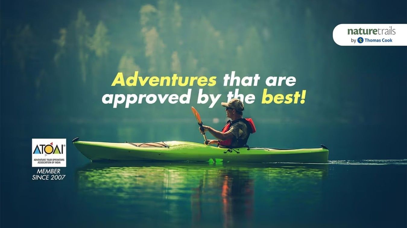 A creative banner which has a logo of ATOAI Member Since 2007 and says Adventure That Are Approved by the Best on other side. It also features a man rowing a boat on a lake at Nature Trails Resort. 